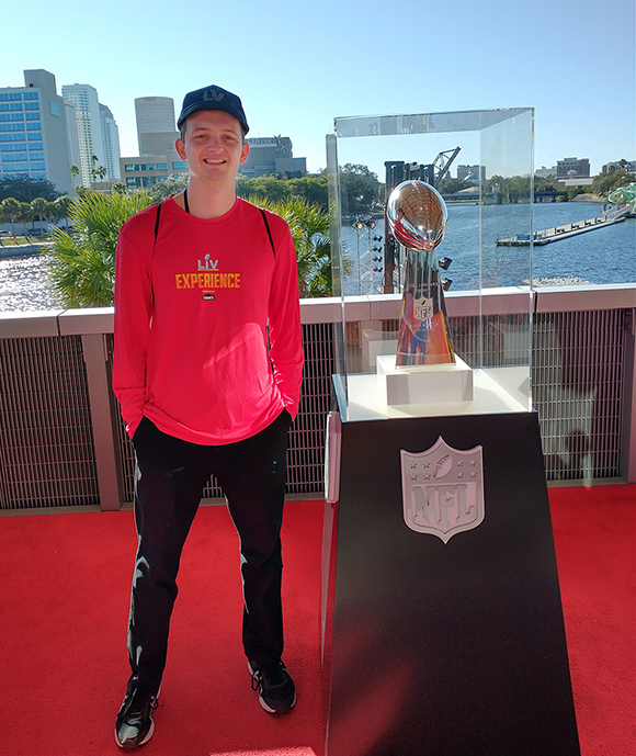 ricky feller standing at superbowl.