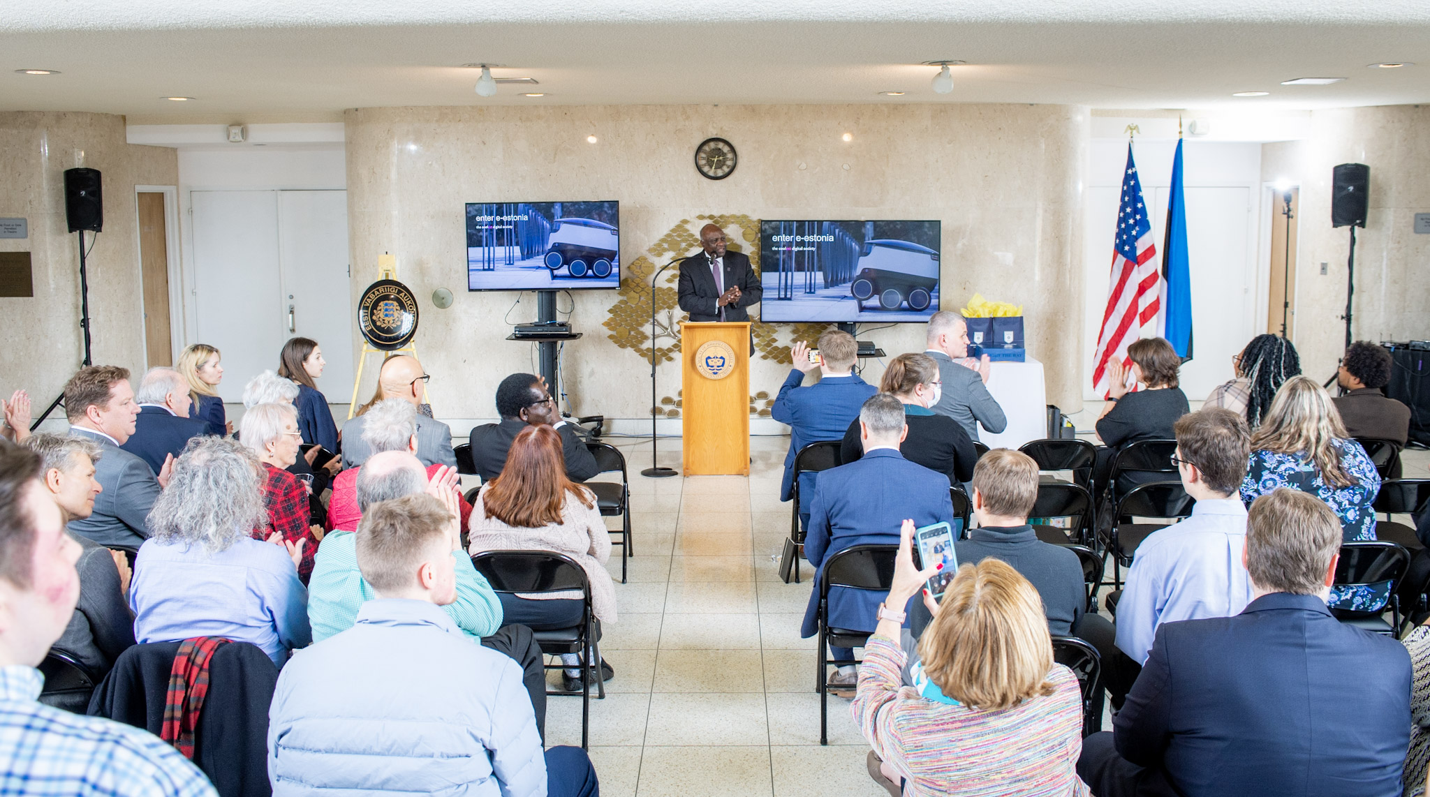 president williams giving speech at podium